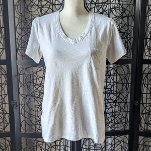 Pendleton Medium white V-neck short sleeve t-shirt with chest pocket